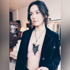 OOAK Artisan Made Abalone Shell Fringe Necklace | Obsidian & Seed Bead